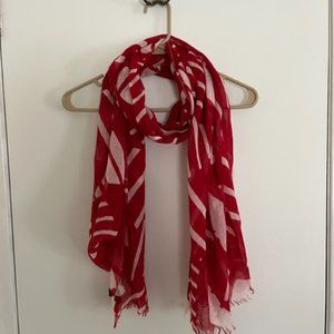 Ralph Lauren Bold Red and White Gauzy Scarf